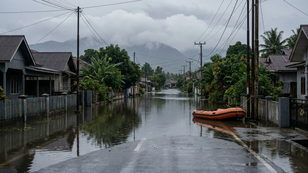 Ilustrasi editorial AI: Banjir Rendam Sejumlah Wilayah di Padang, Tim SAR Prioritaskan Evakuasi